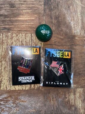 Netflix FYSEE LA Stranger Things & Diplomat Enamel Pin Duo with Green Golf Ball
